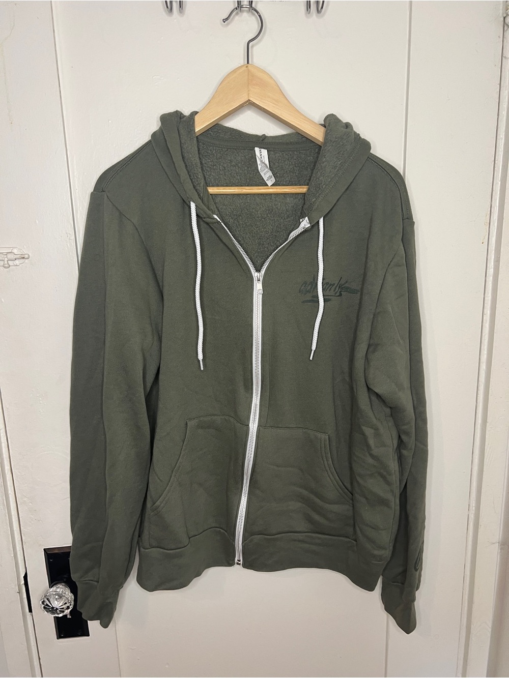 Bella Canvas Olive Green Zip-Up Hoodie Sweater (adrian lyles)